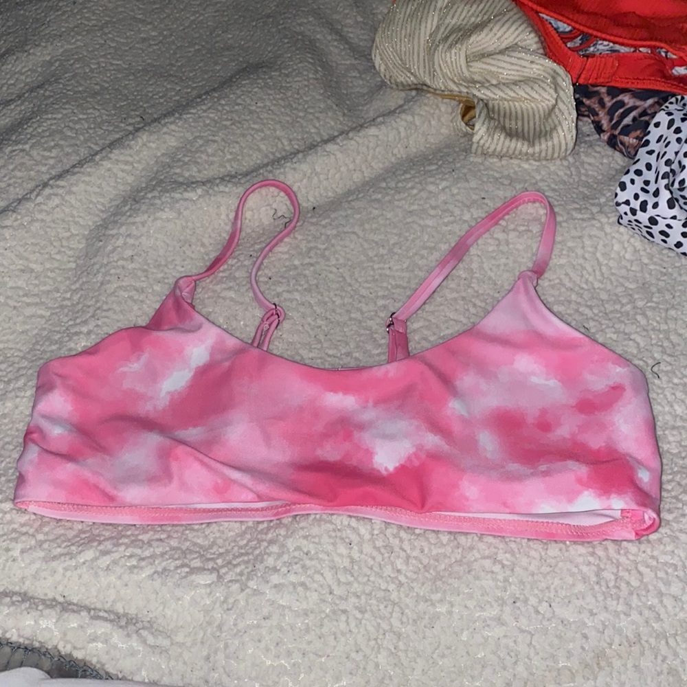 Pink tie dye bathing suit top